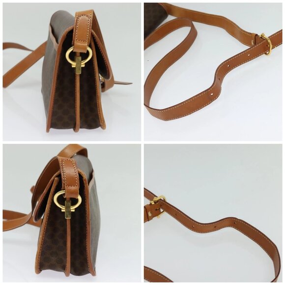 CELINE Macadam Canvas Shoulder Bag PVC Leather Brown Gold Auth 122382 - Picture 16 of 16